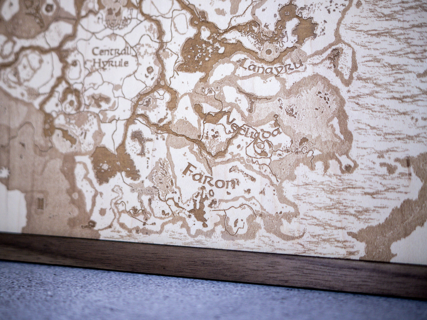 Breath of the Wild Map, Zelda Wood Engraved Display Map Art