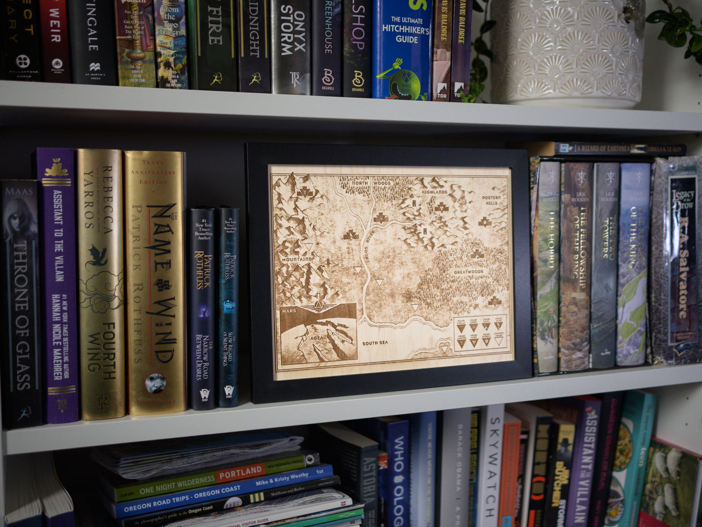 Red Rising Wood Engraved Display Map