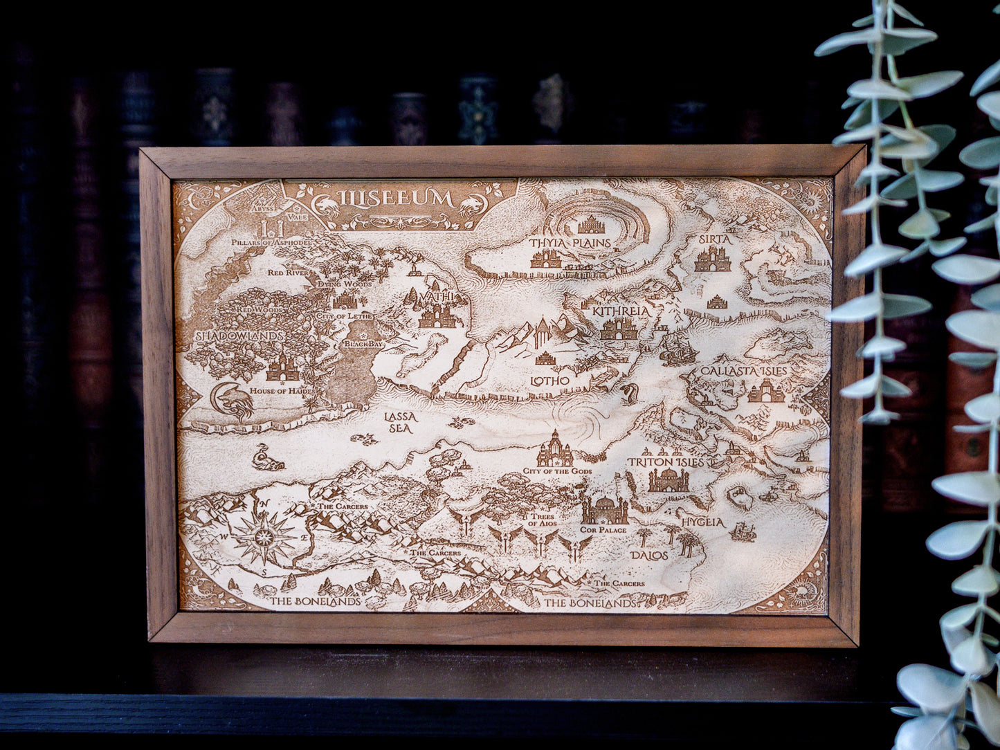 Flesh & Fire: Iliseeum Wood Engraved Display Map