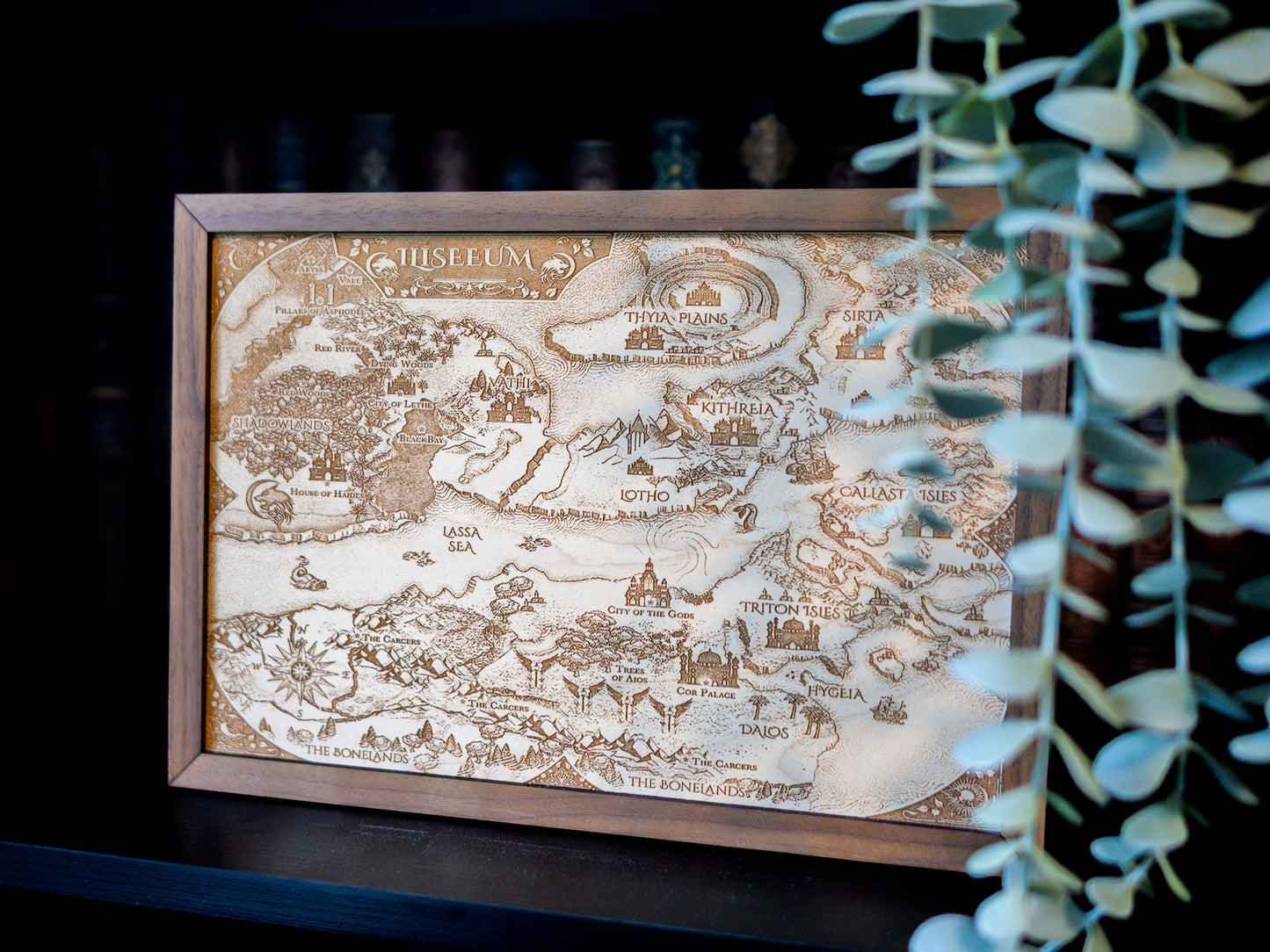 Flesh & Fire: Iliseeum Wood Engraved Display Map