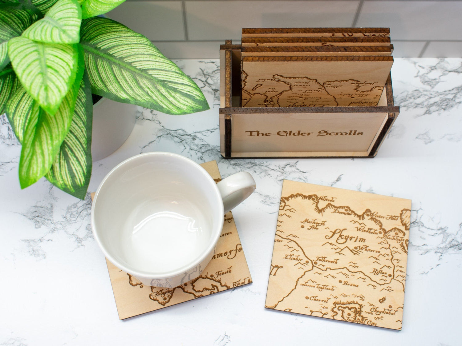 Elder Scrolls Coasters, Map Coasters, Elder Scrolls Gift Idea, Wood Map, Elder Scrolls Home Decor