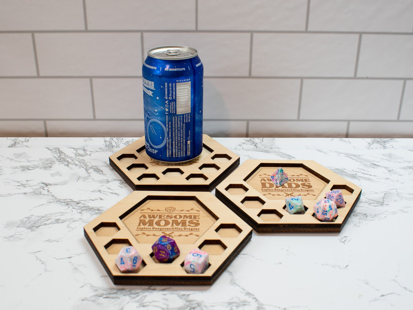 D&D Dice Tray Coasters for Mom and Dad, DnD / Pathfinder / Tabletop RPG Gaming Coasters