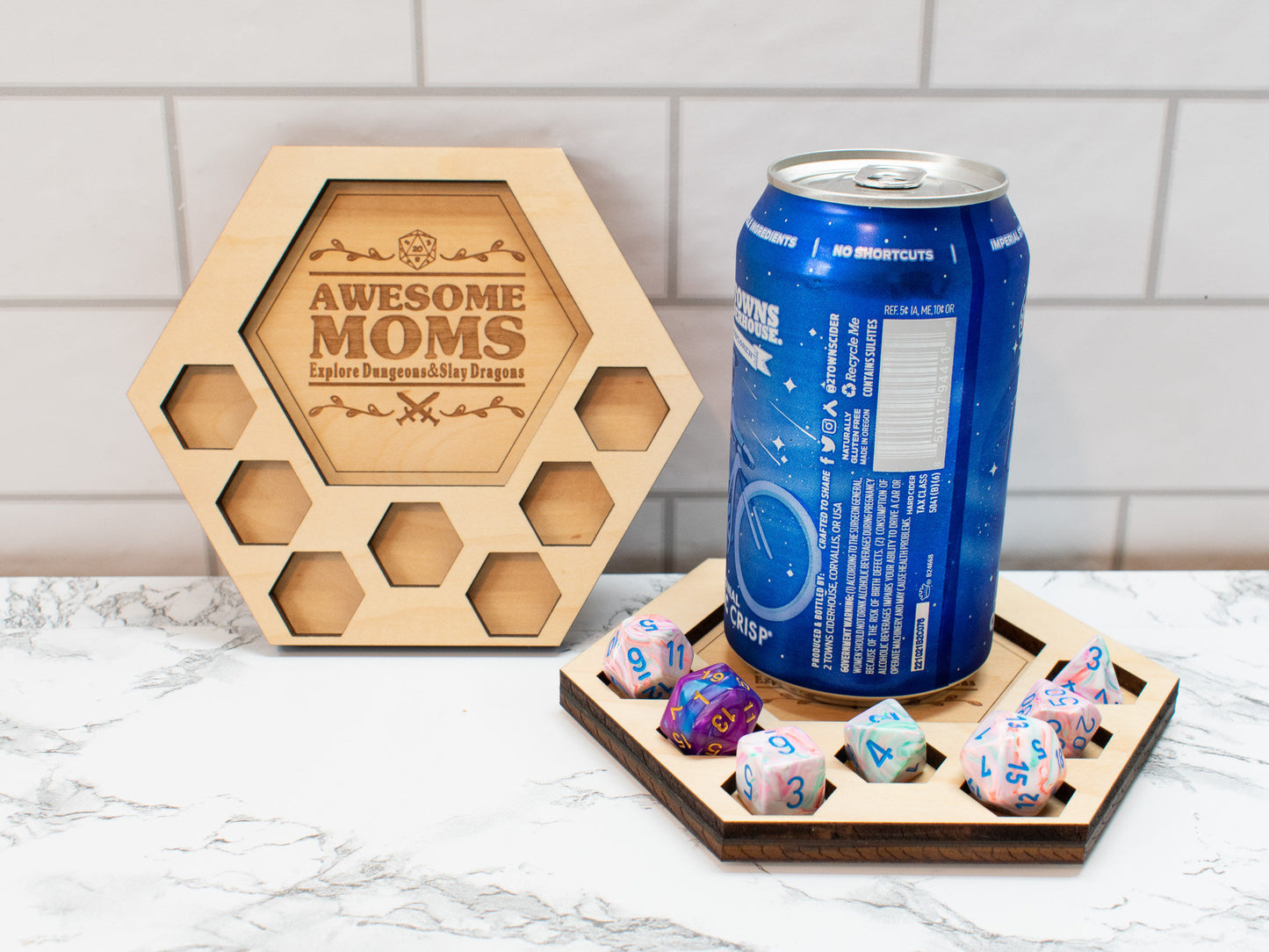 D&D Dice Tray Coasters for Mom and Dad, DnD / Pathfinder / Tabletop RPG Gaming Coasters