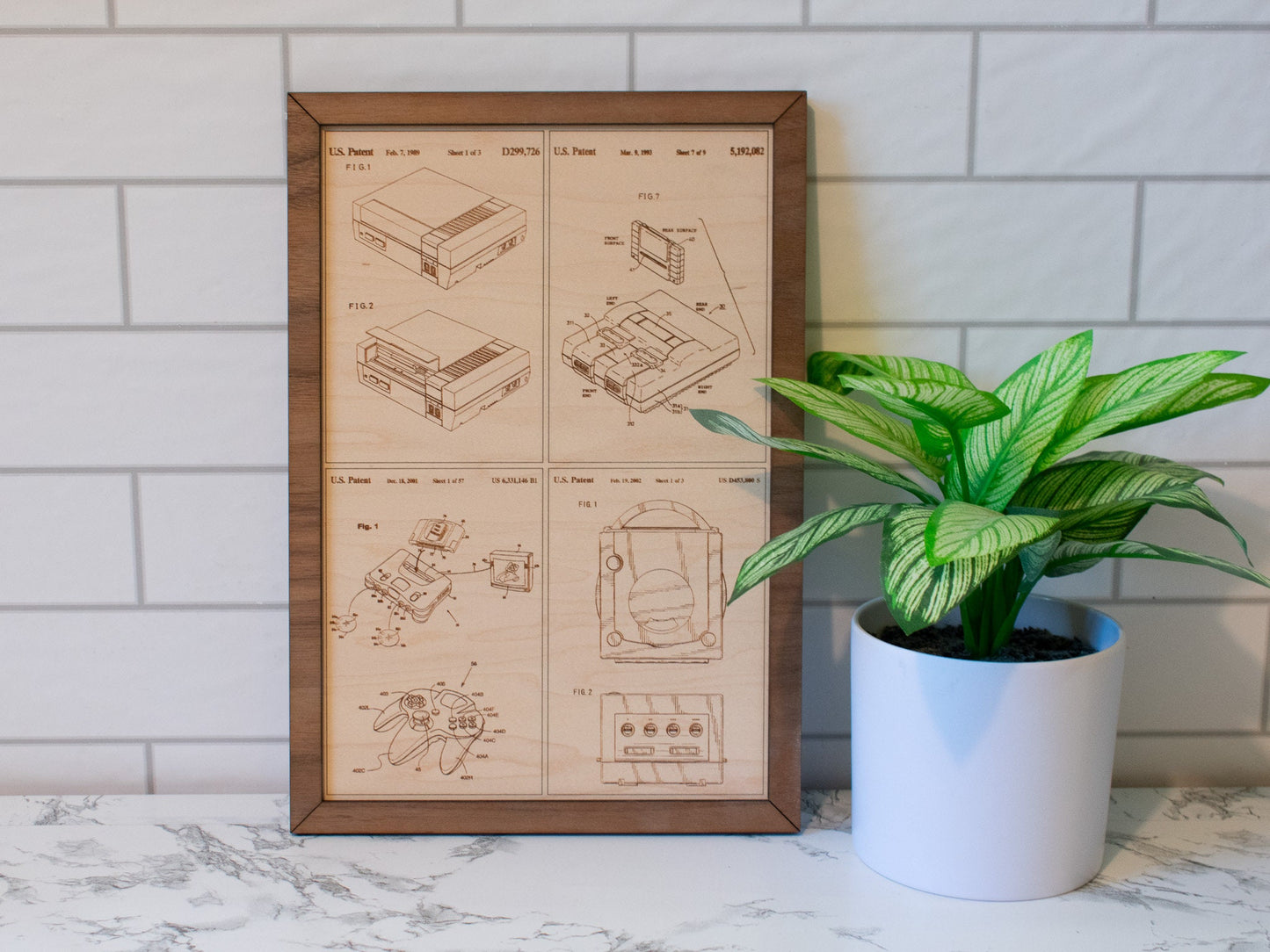Medium wood engraved Nintendo patents