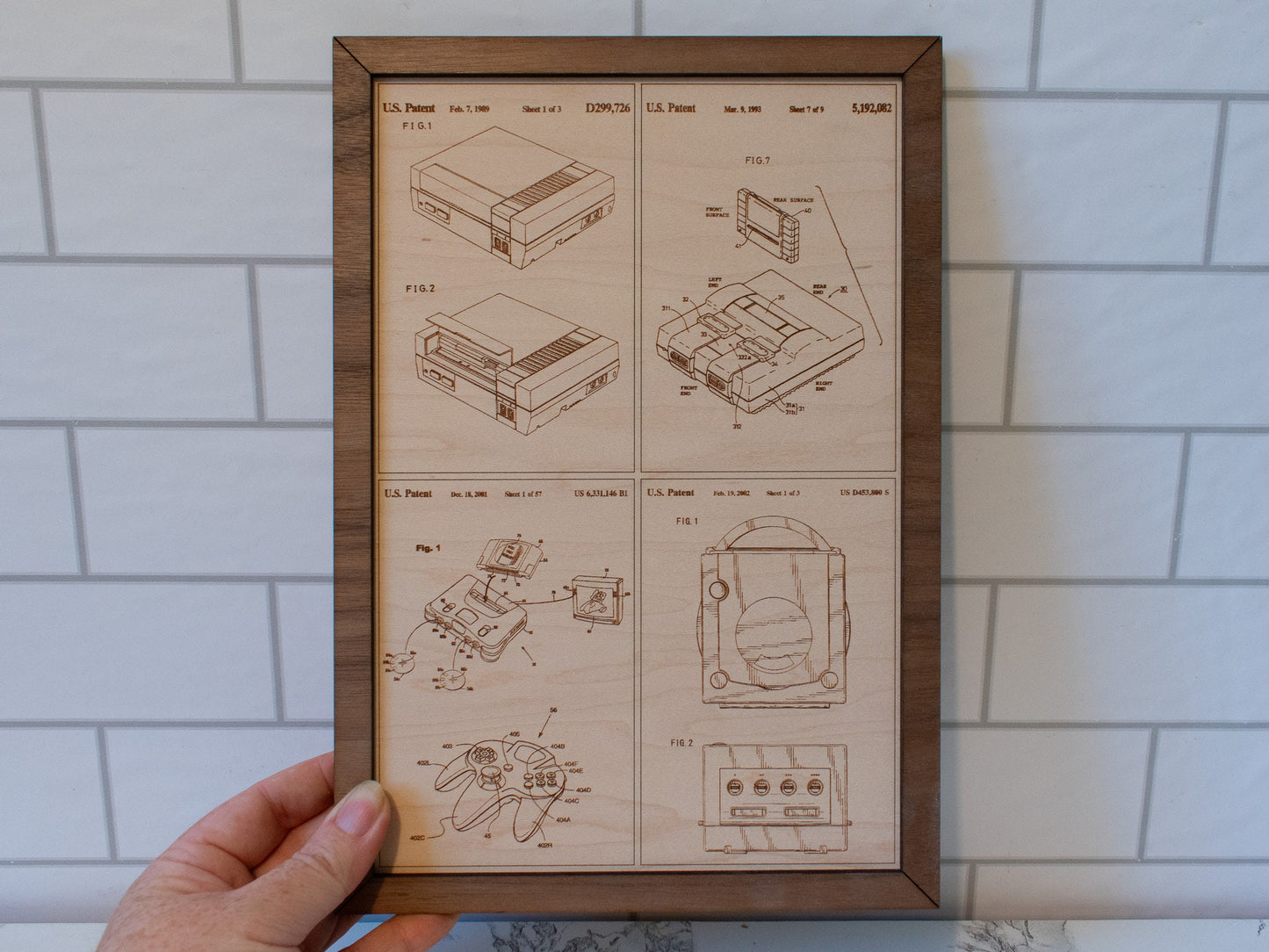 Medium wood engraved Nintendo patents