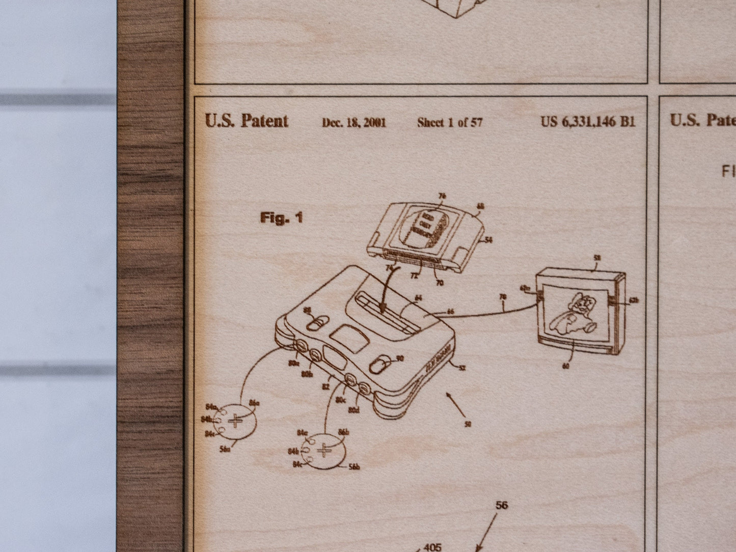 Medium wood engraved Nintendo patents