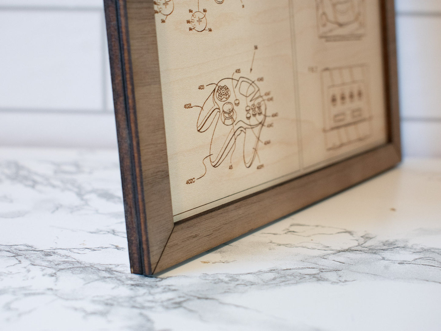 Medium wood engraved Nintendo patents