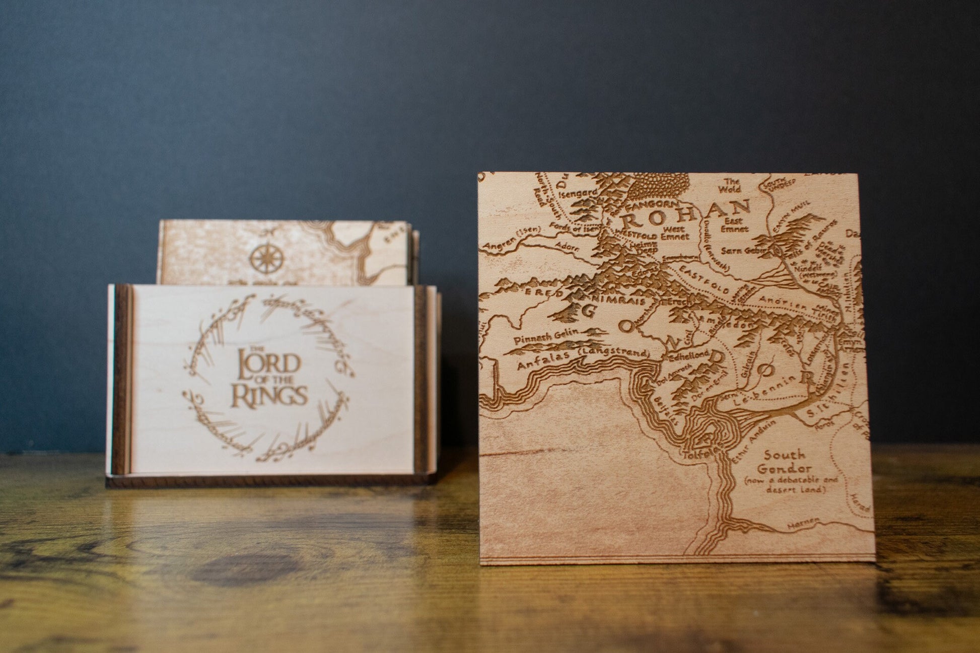 Lord of the Rings Coasters, LOTR Map Coasters, Lord of the Rings Gift Idea, Wood Map, LOTR Home Decor