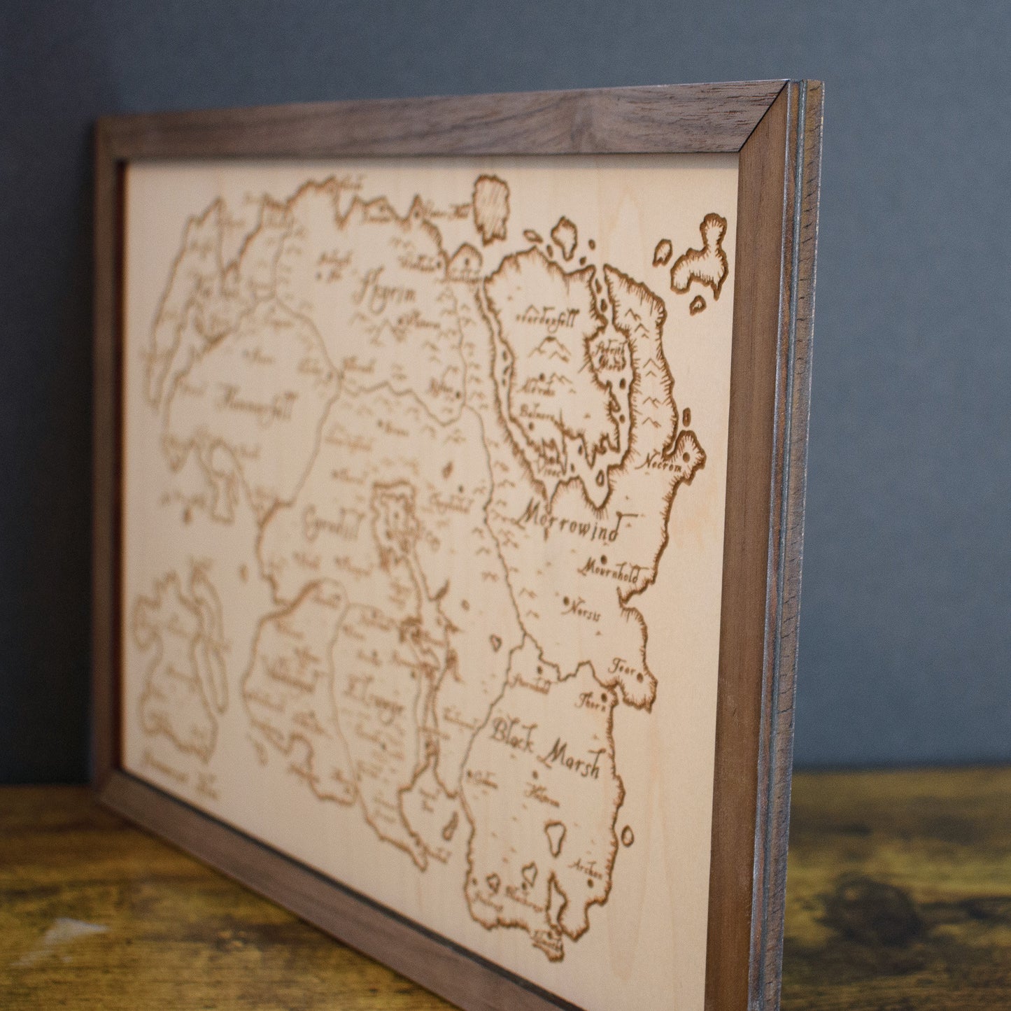 Elder Scrolls Map, Tamriel Wood Engraved Display Map Art