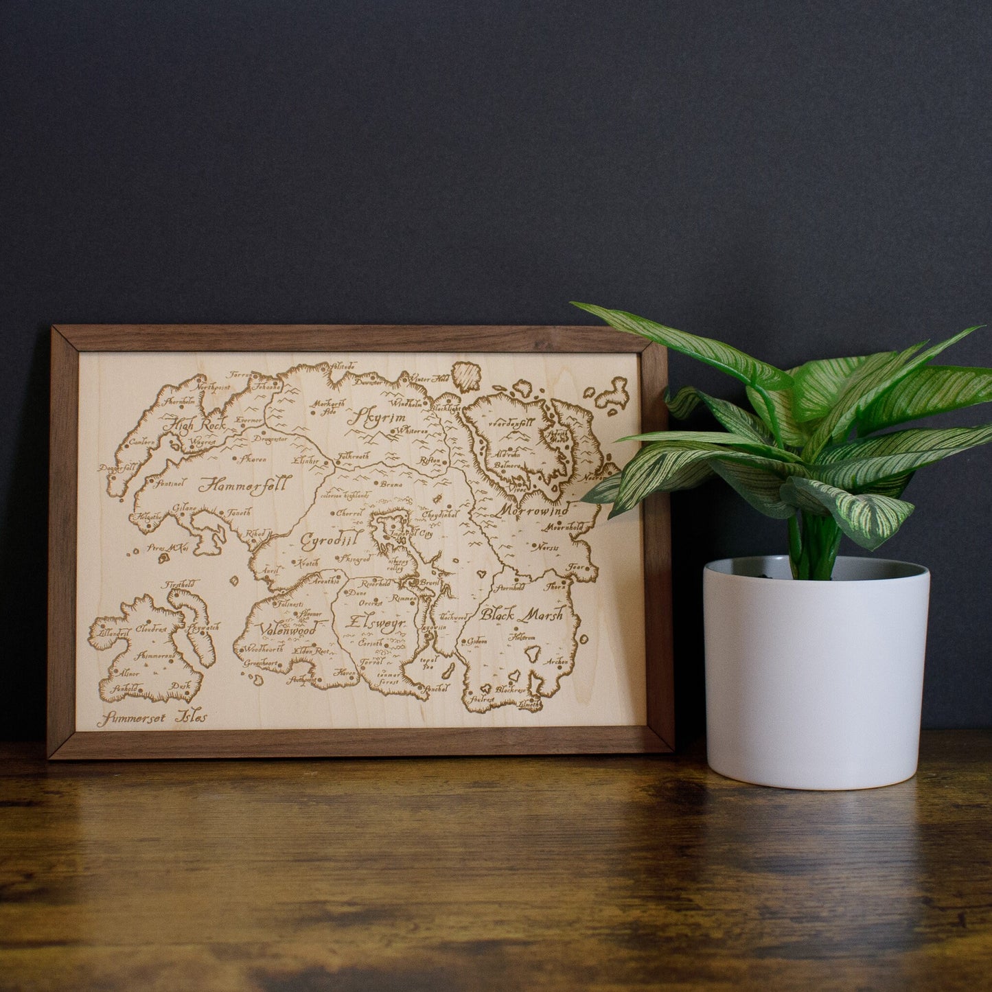 Elder Scrolls Map, Tamriel Wood Engraved Display Map Art