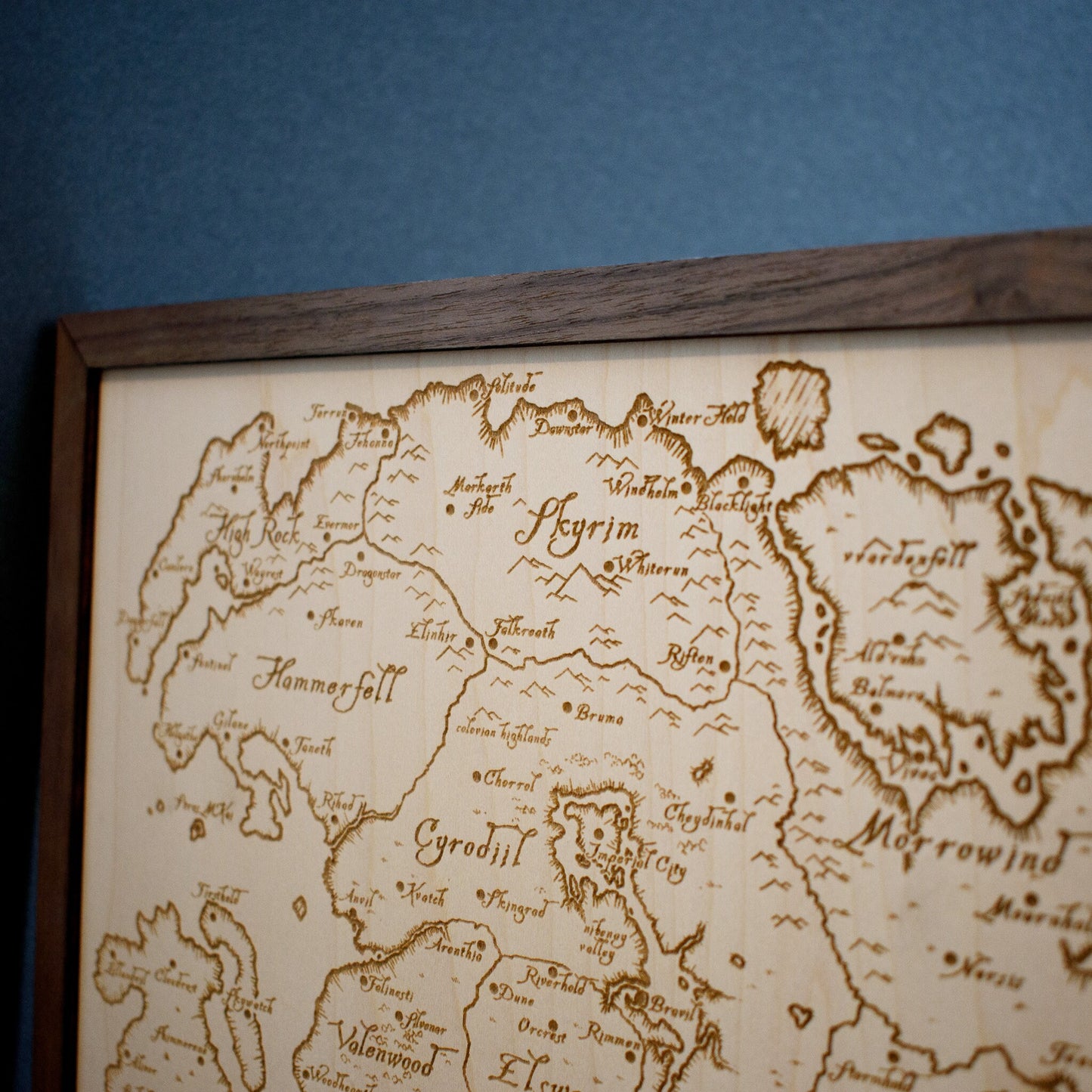 Elder Scrolls Map, Tamriel Wood Engraved Display Map Art