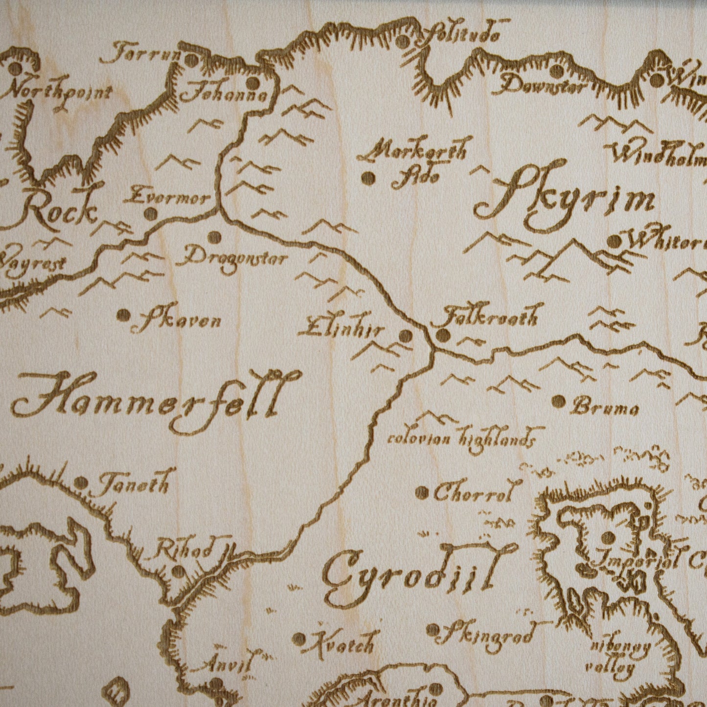 Elder Scrolls Map, Tamriel Wood Engraved Display Map Art