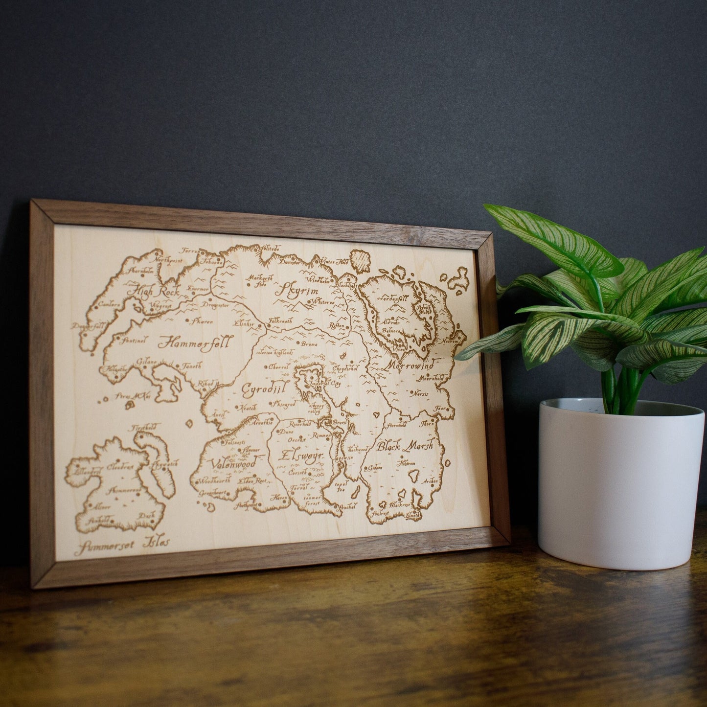 Elder Scrolls Map, Tamriel Wood Engraved Display Map Art
