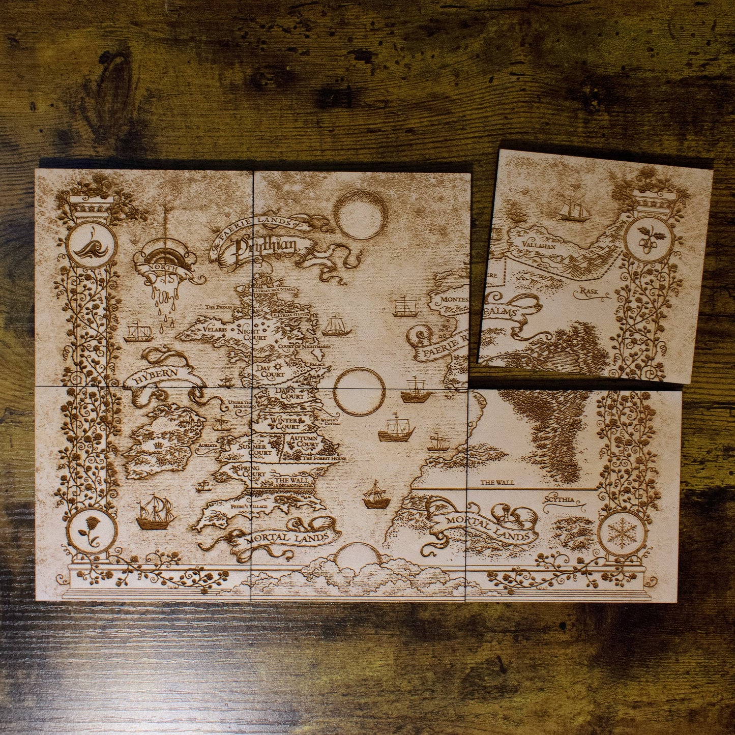 A Court of Thorns & Roses Map Coasters, ACOTAR Wood Coasters