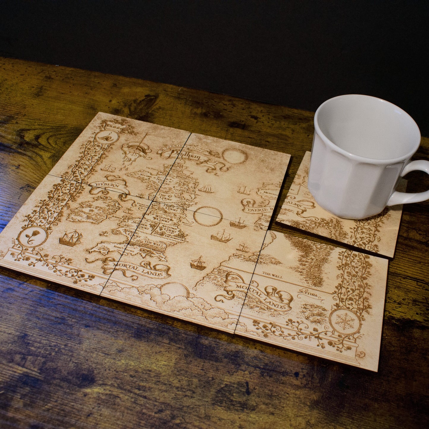A Court of Thorns & Roses Map Coasters, ACOTAR Wood Coasters
