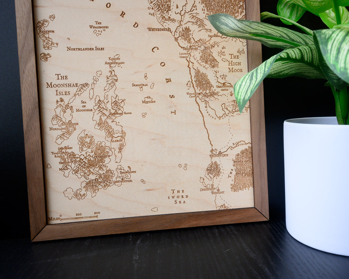 D&D Sword Coast Map, Wood Engraved Map from Dungeons and Dragons