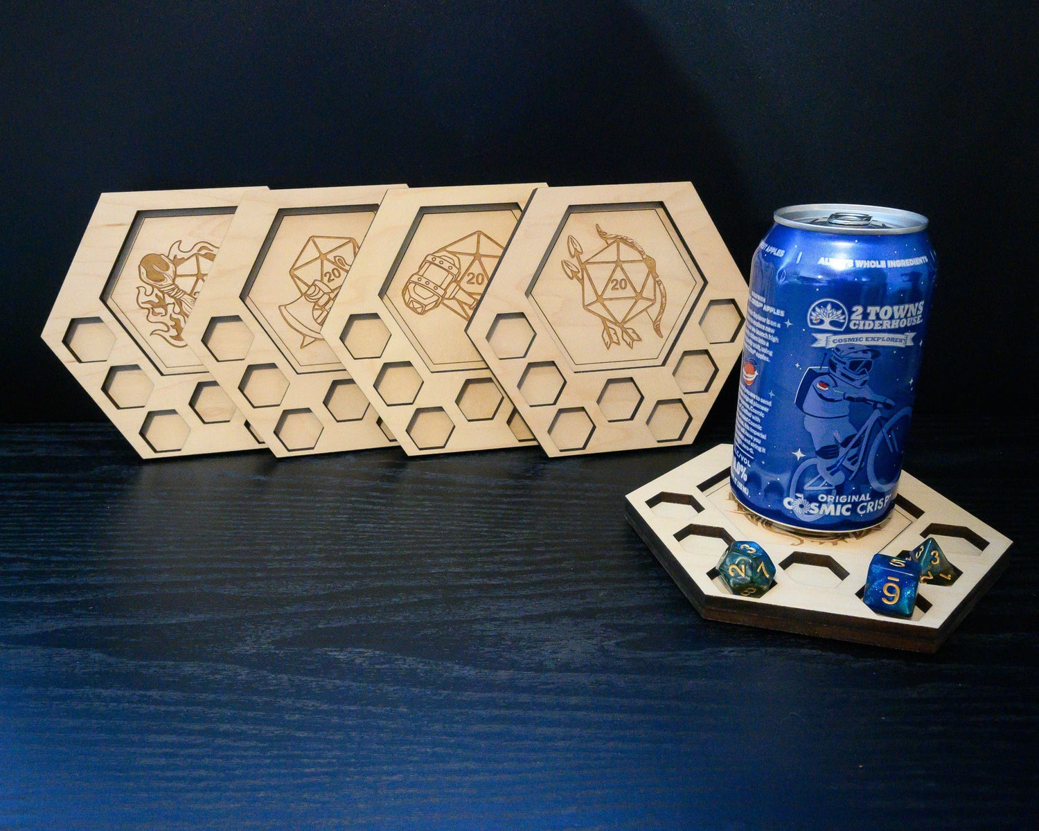 D&D Dice Tray Coasters, 20 Choices (13 Classes + Others), DnD / Pathfinder / Tabletop RPG Gaming Coasters