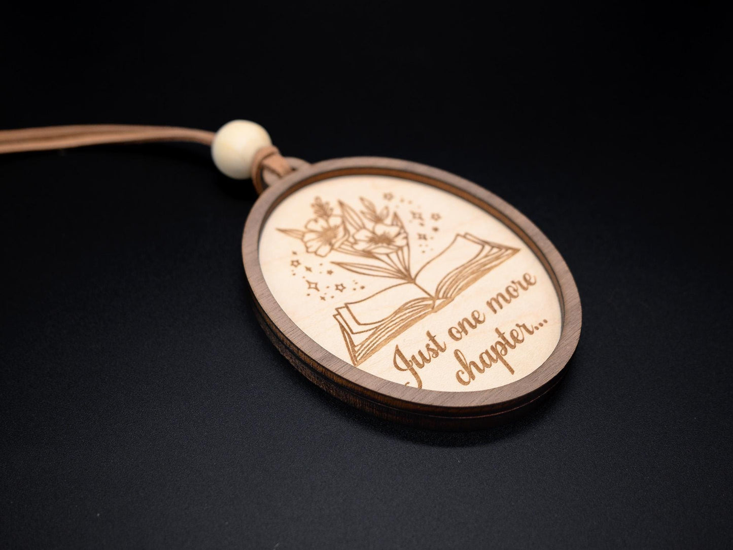 Book Ornament: Just One More Chapter Wood Engraved Ornament