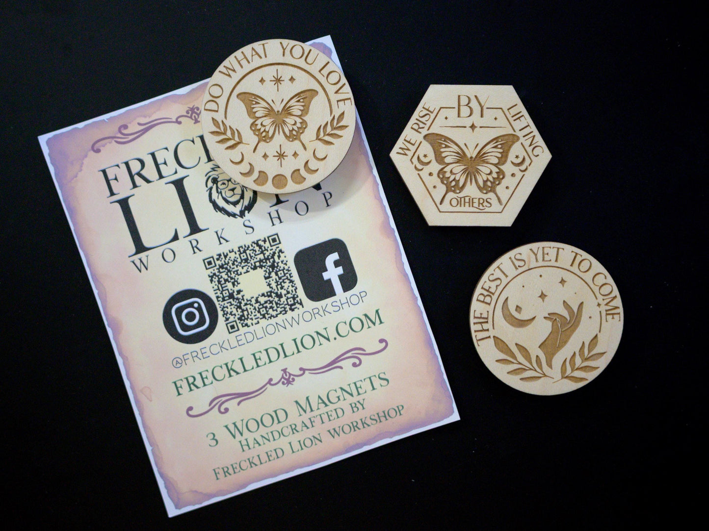 Affirmation Wood Magnets - Set of 3 - Inspirational and Motivational Quote Gift, Positive Vibes Boho Fridge Decor