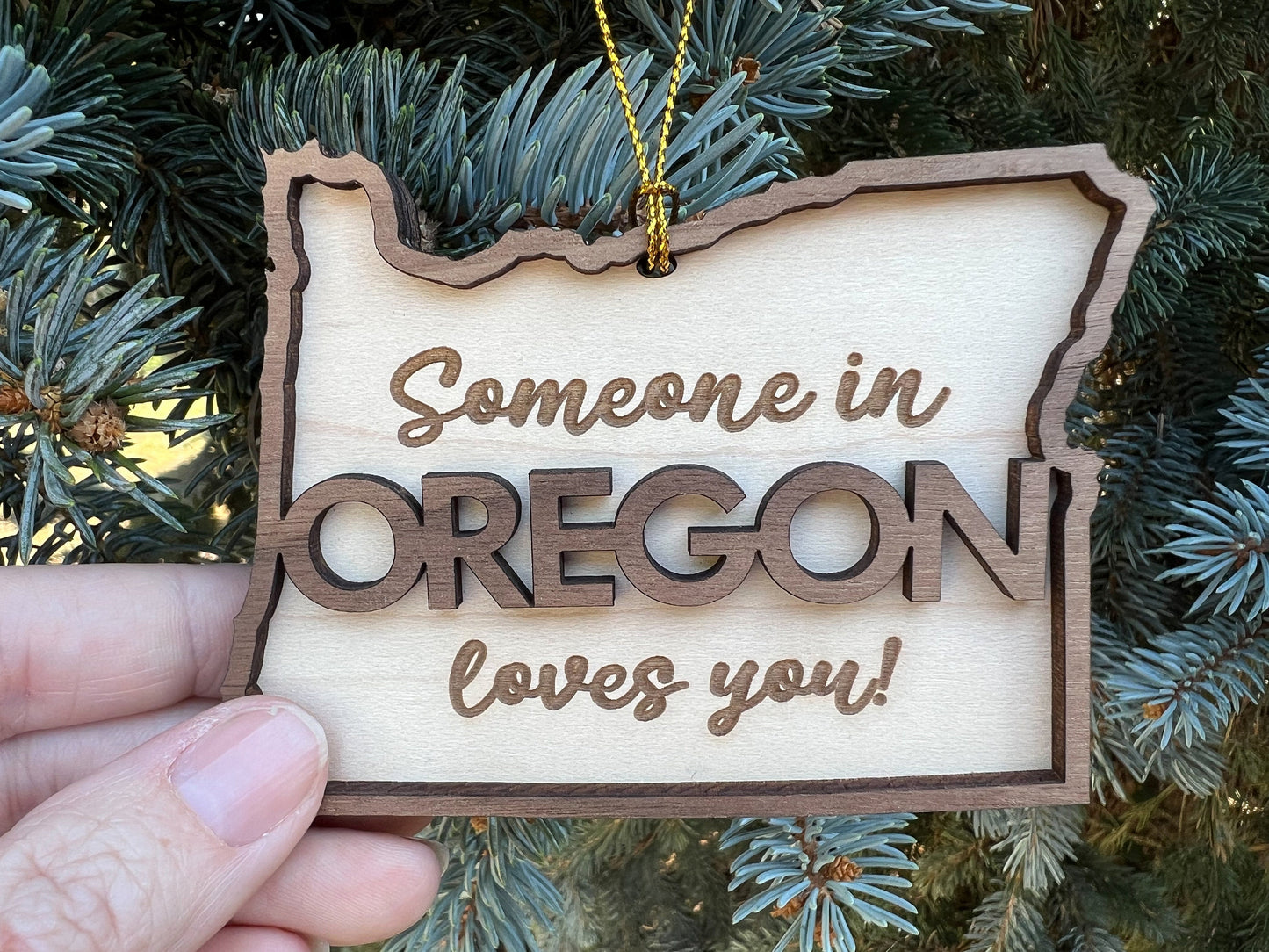 Oregon Ornament, Oregon Gifts, Someone in Oregon Loves You, Wood Oregon State Christmas Ornament