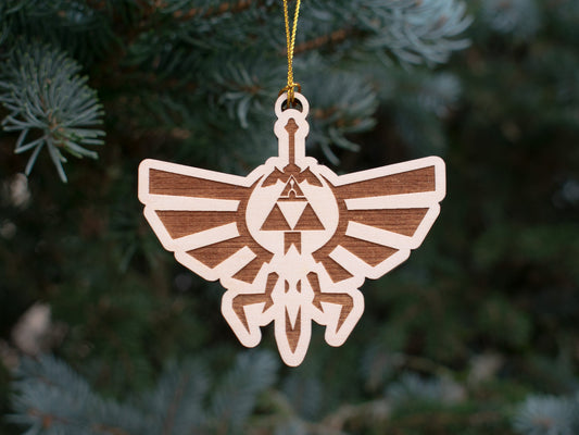 Zelda Ornament, Engraved Wood Zelda Christmas Ornament with Gold String
