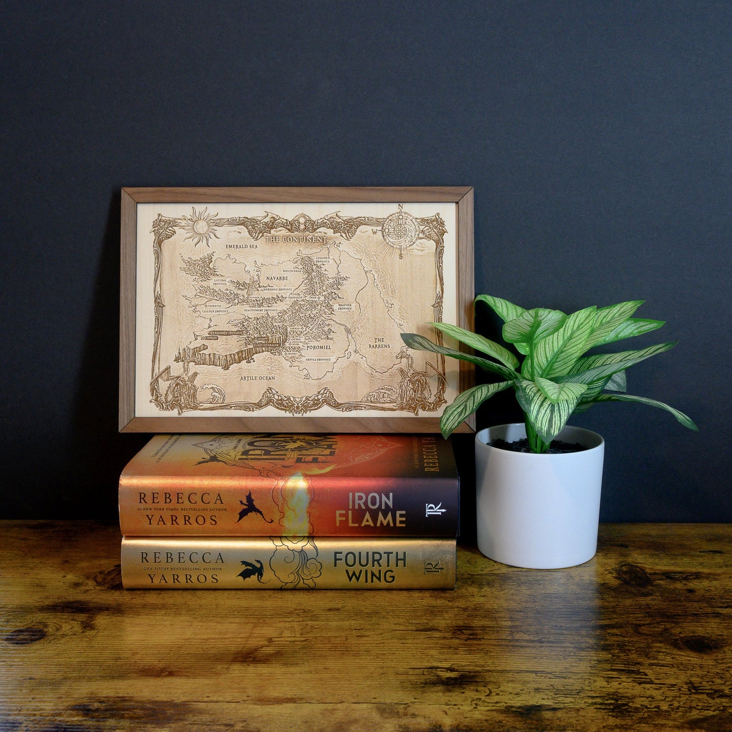 Fourth Wing/Iron Flame Map, Wood Engraved Map
