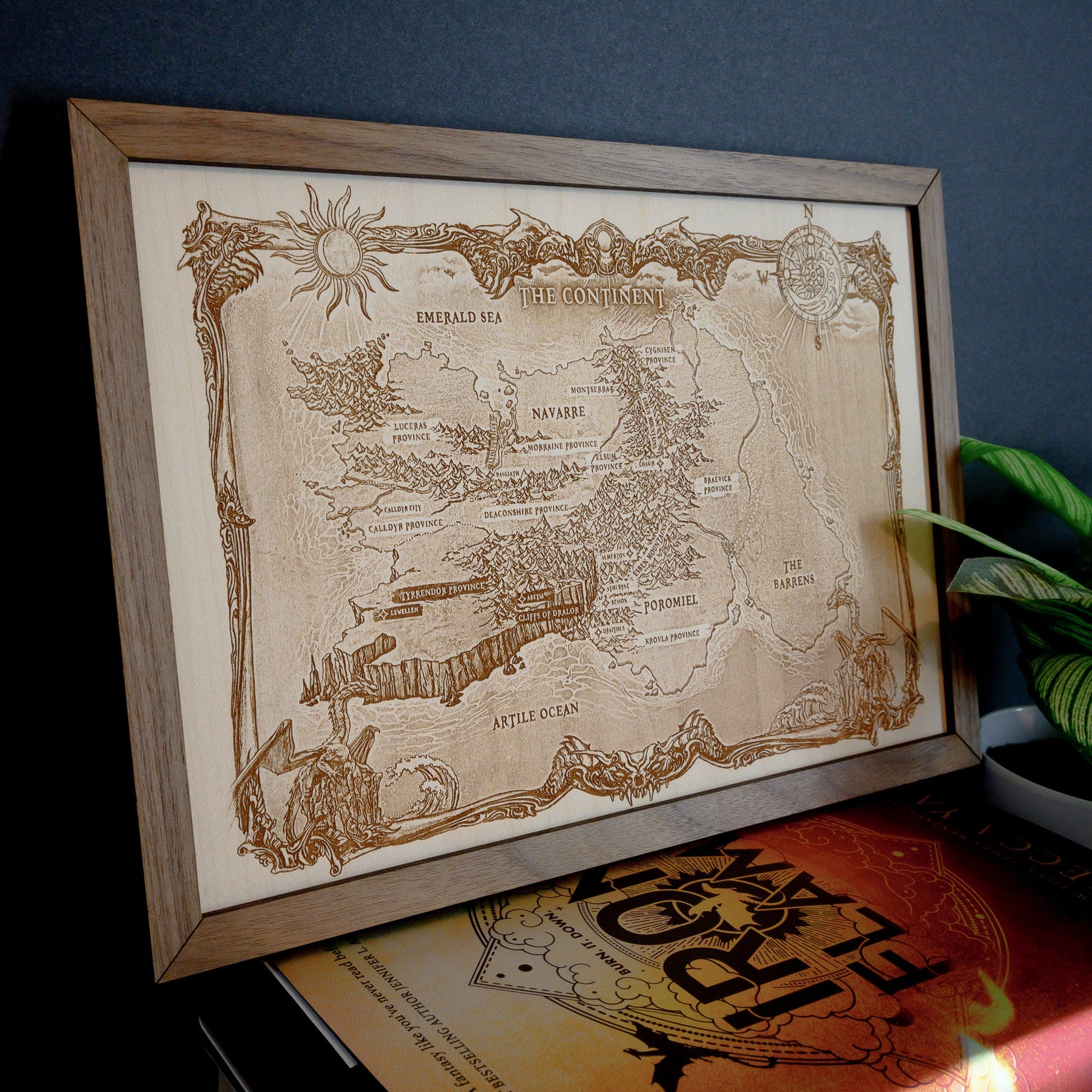Fourth Wing/Iron Flame Map, Wood Engraved Map