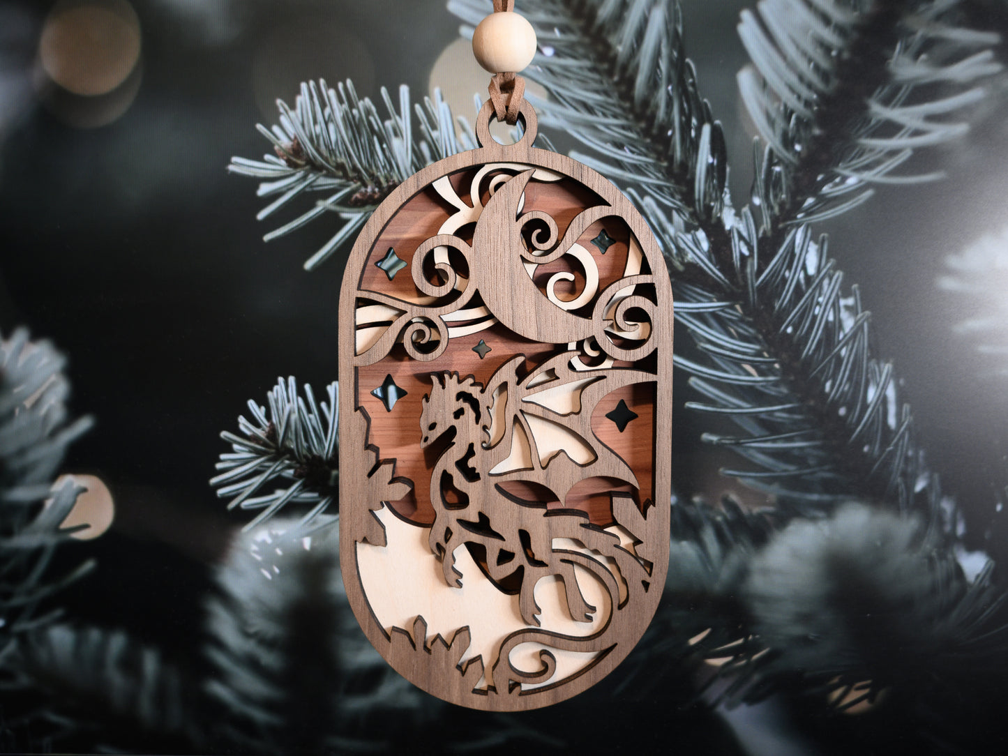 Dragon Ornament: Layered Wood Fantasy Dragon