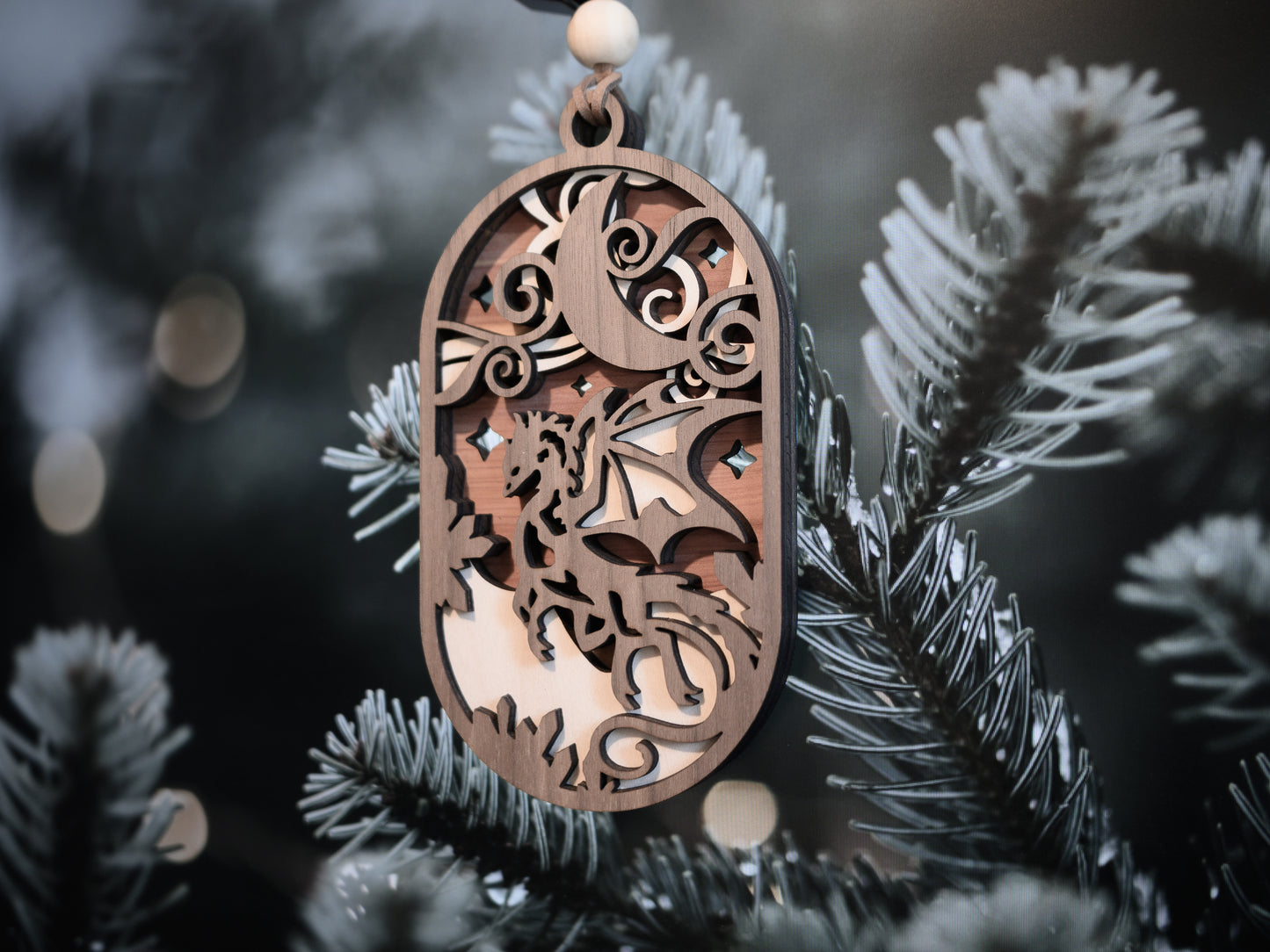 Dragon Ornament: Layered Wood Fantasy Dragon