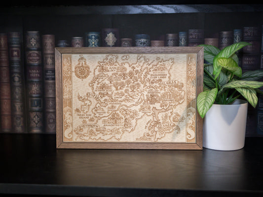 Quicksilver Map, Wood Engraved Map of Fae & Alchemy Book 1