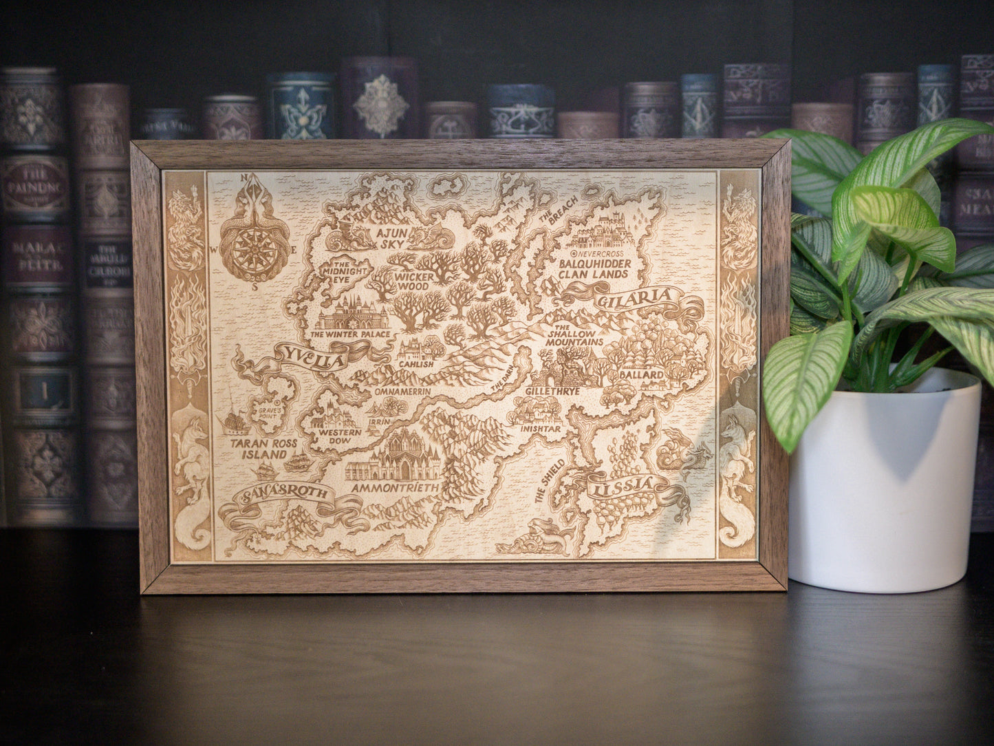 Quicksilver Map, Wood Engraved Map of Fae & Alchemy Book 1