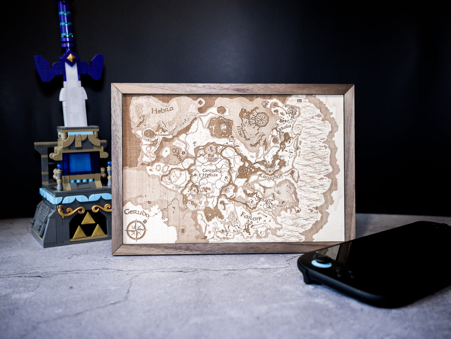 Breath of the Wild Map, Zelda Wood Engraved Display Map Art