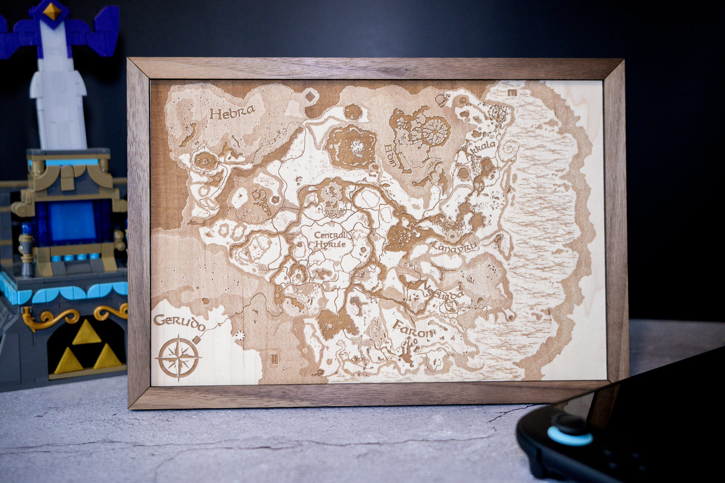 Breath of the Wild Map, Zelda Wood Engraved Display Map Art