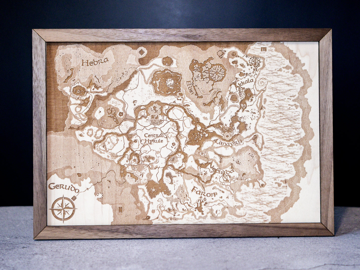 Breath of the Wild Map, Zelda Wood Engraved Display Map Art