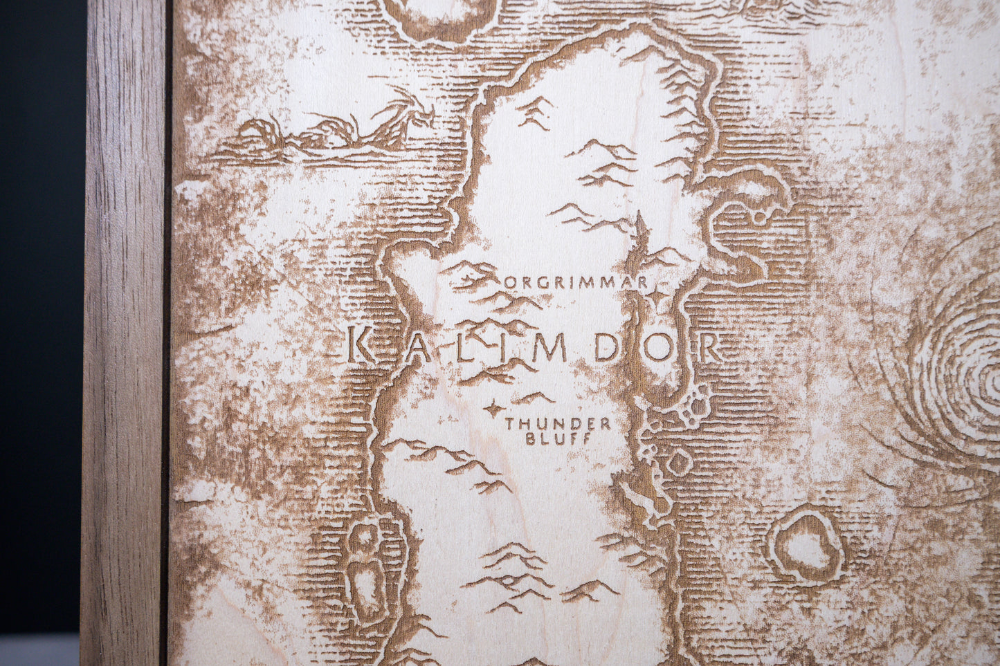 World of Warcraft Map, MMORPG Wood Engraved Display Map Art