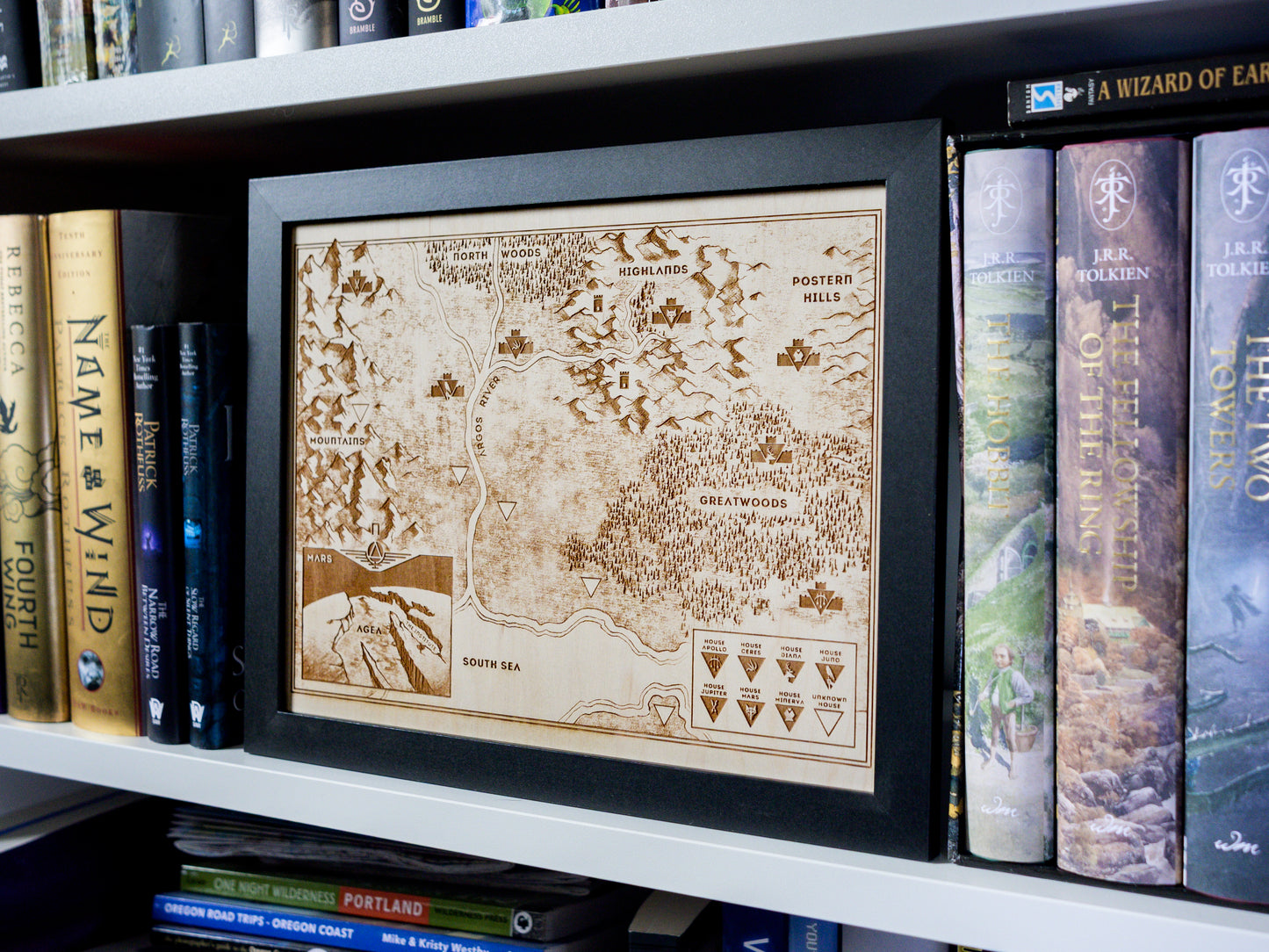 Red Rising Wood Engraved Display Map