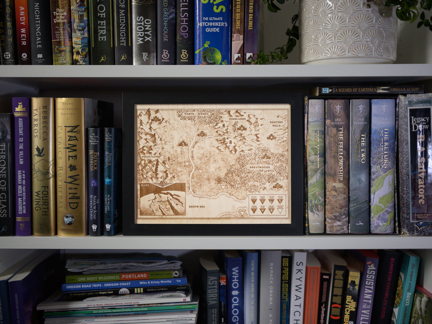 Red Rising Wood Engraved Display Map