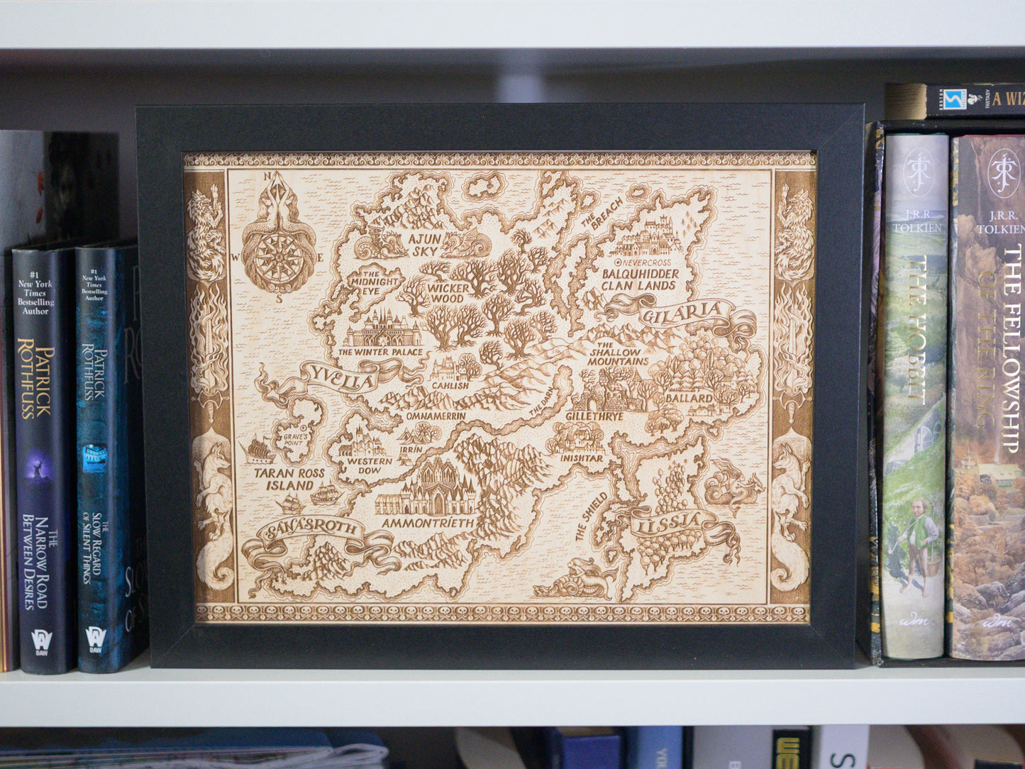Quicksilver Map, Wood Engraved Map of Fae & Alchemy Book 1