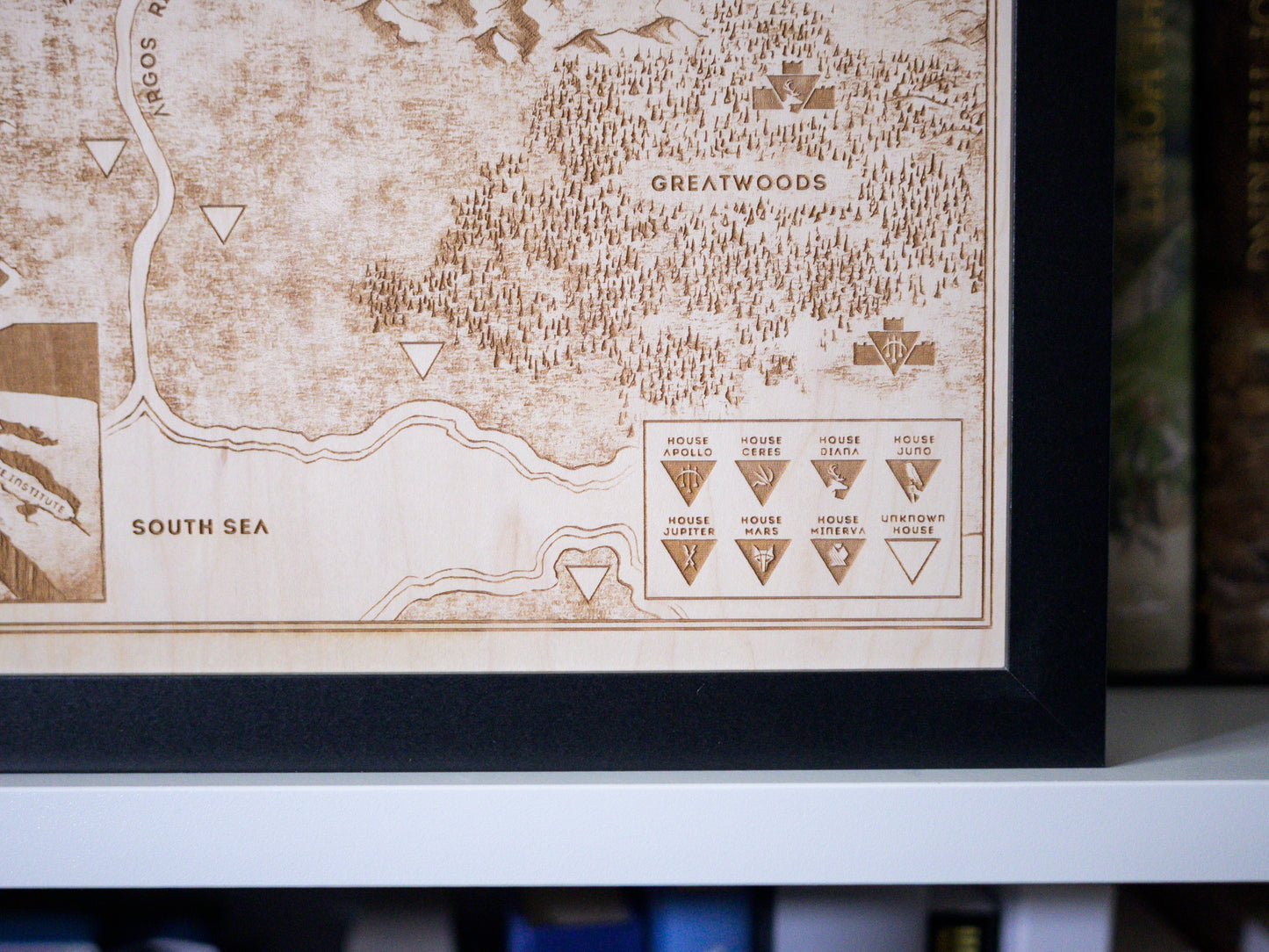 Red Rising Wood Engraved Display Map