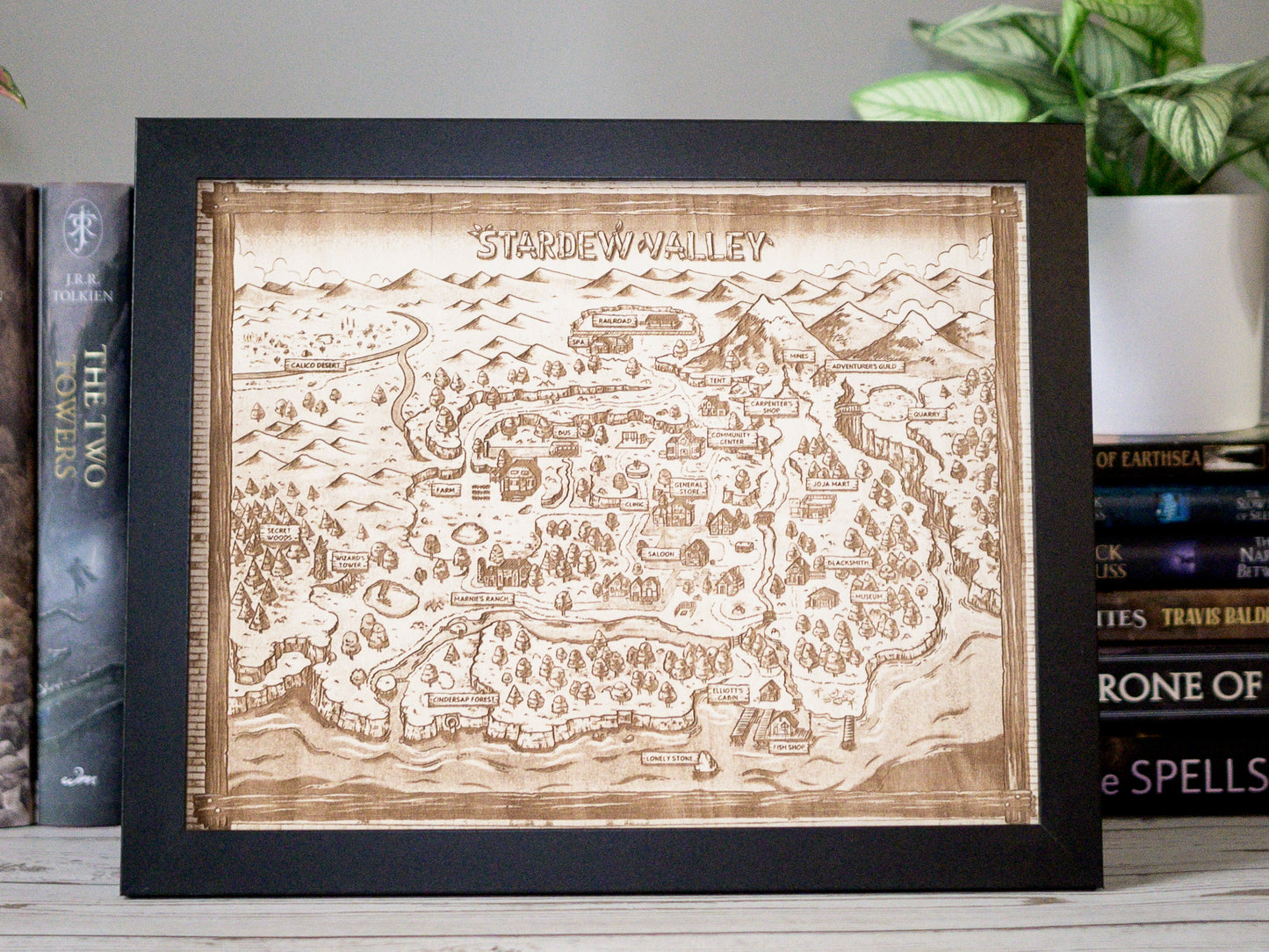 Stardew Valley Wood Engraved Map