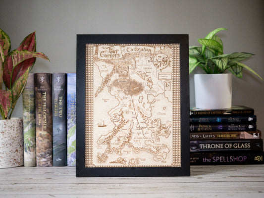 Name of the Wind: Kingkiller Chronicle Wood Engraved Display Map