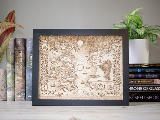 A Court of Thorns and Roses Map, Wood Engraved Map of Prythian