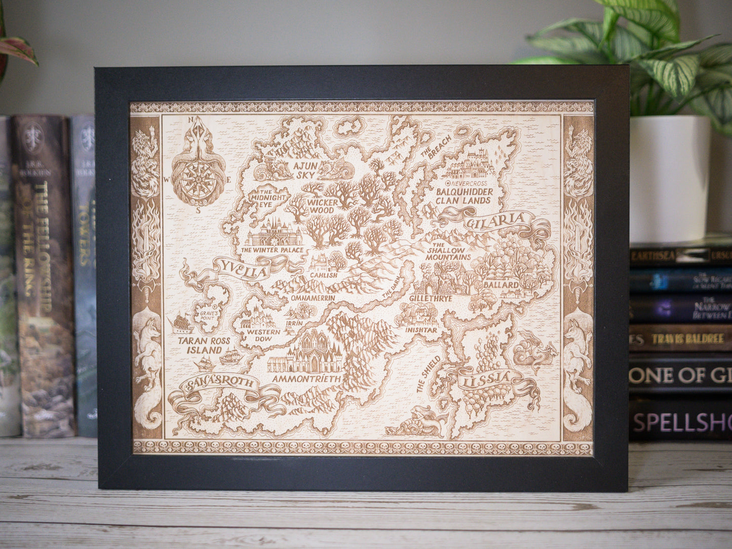 Quicksilver Map, Wood Engraved Map of Fae & Alchemy Book 1