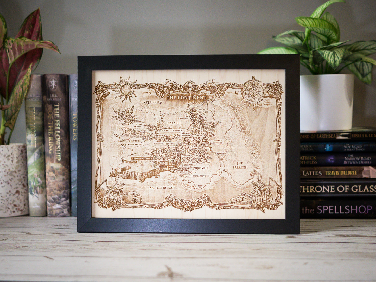 Fourth Wing/Iron Flame: Empyrean Wood Engraved Display Map
