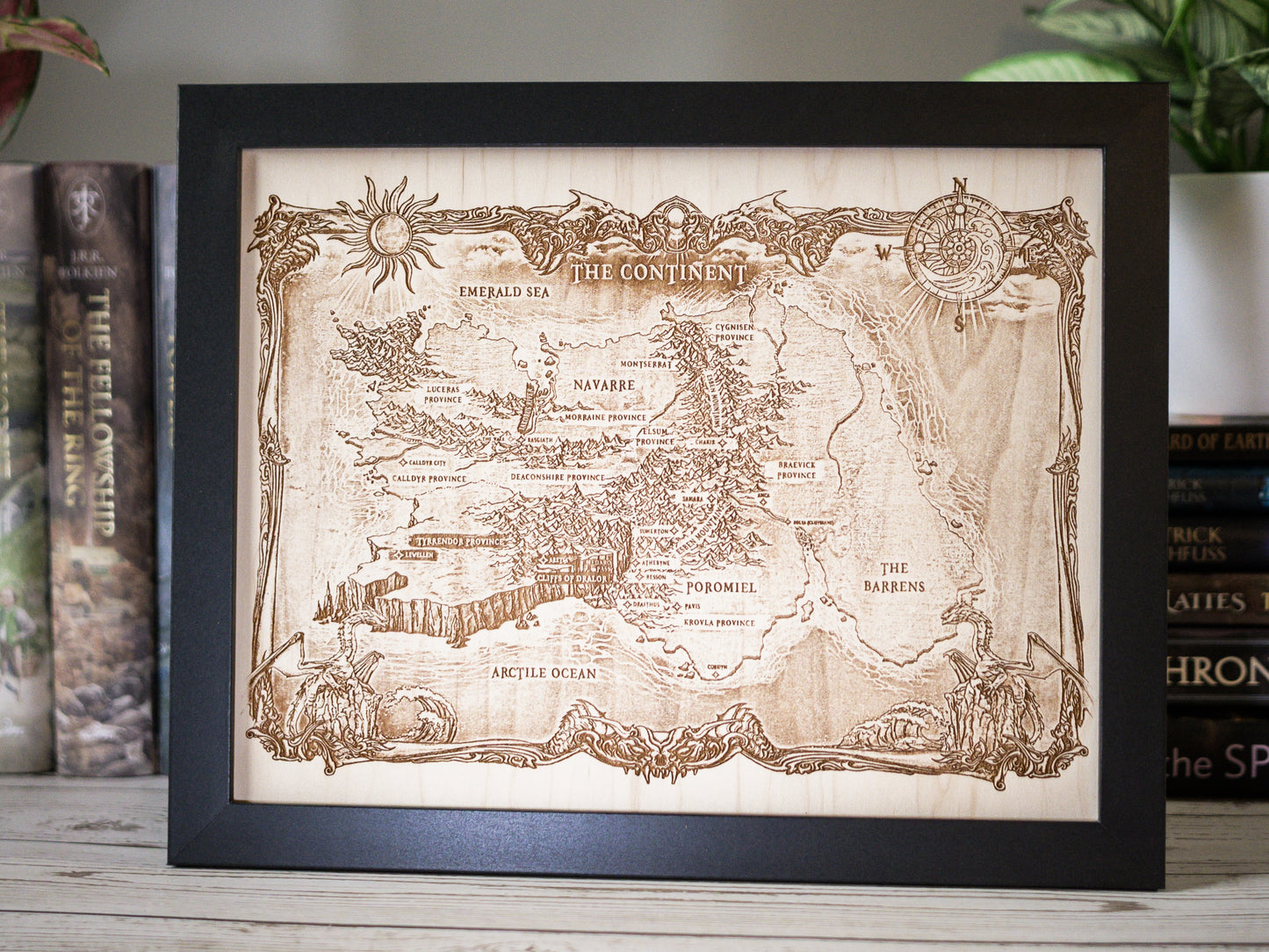 Fourth Wing/Iron Flame: Empyrean Wood Engraved Display Map
