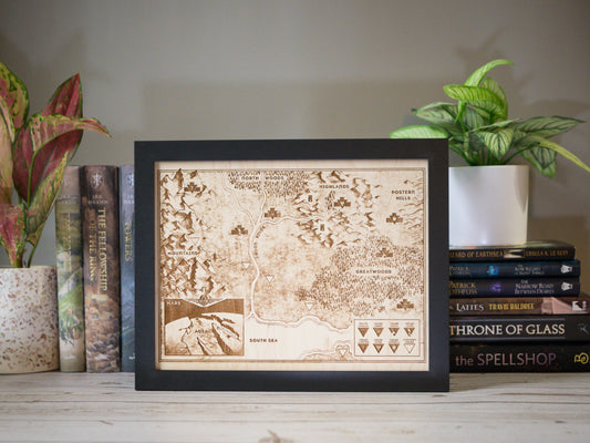 Red Rising Wood Engraved Display Map