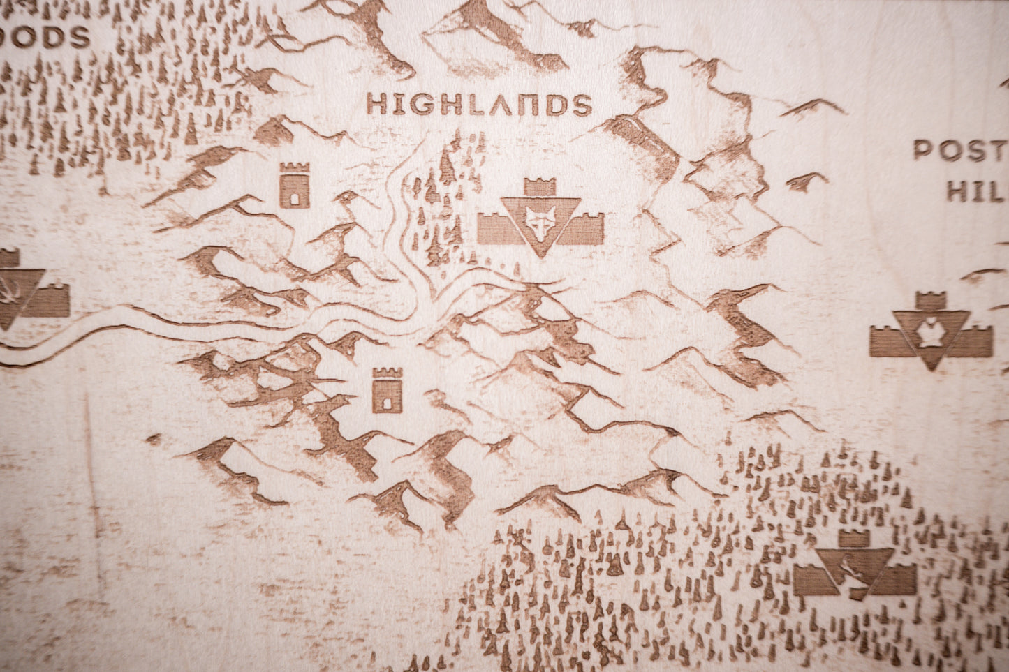 Red Rising Wood Engraved Display Map