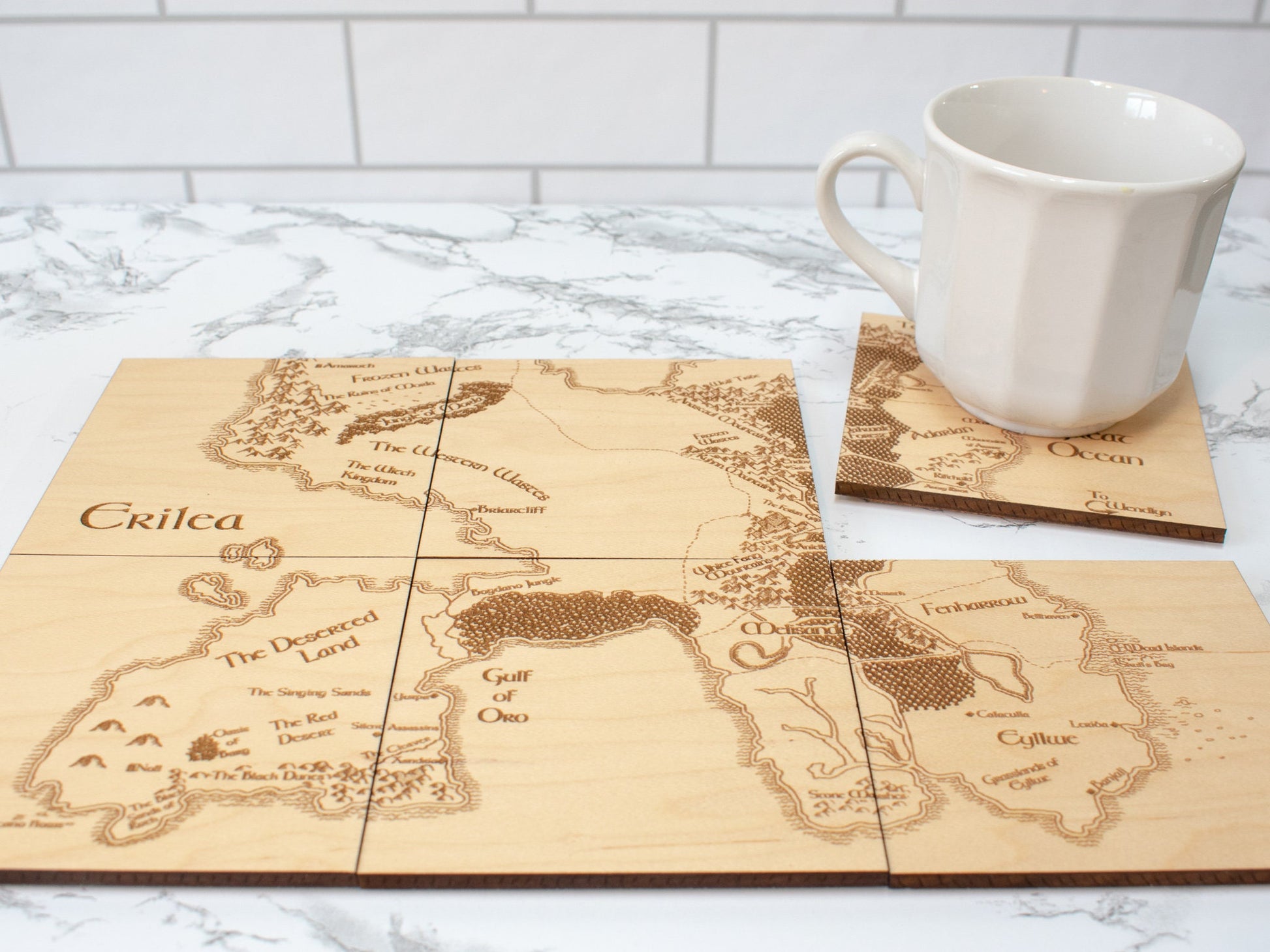 Throne of Glass Coasters, Map Coasters, Throne of Glass Gift Idea, Wood Map, Book Lovers Home Decor