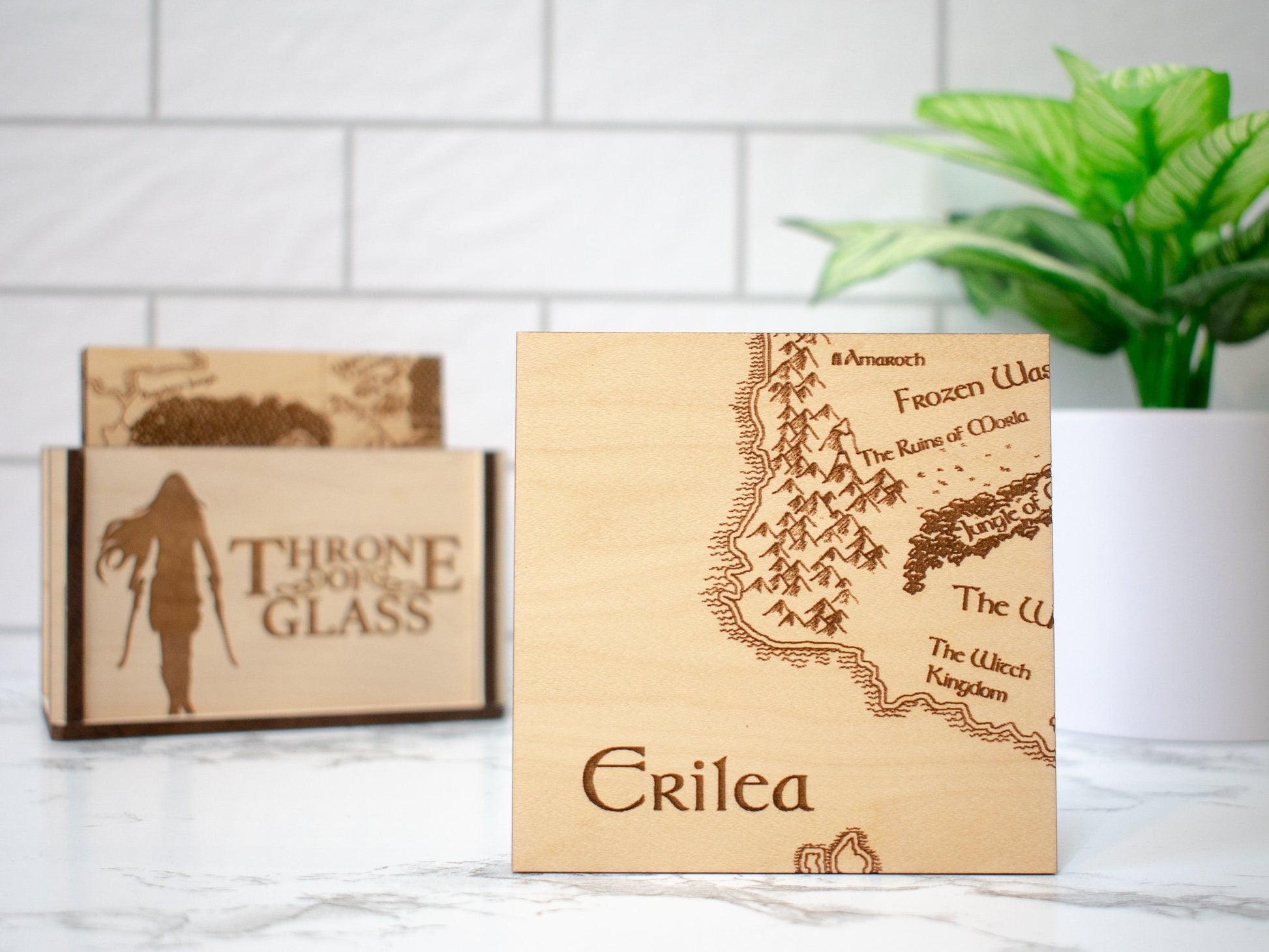 Throne of Glass Coasters, Map Coasters, Throne of Glass Gift Idea, Wood Map, Book Lovers Home Decor