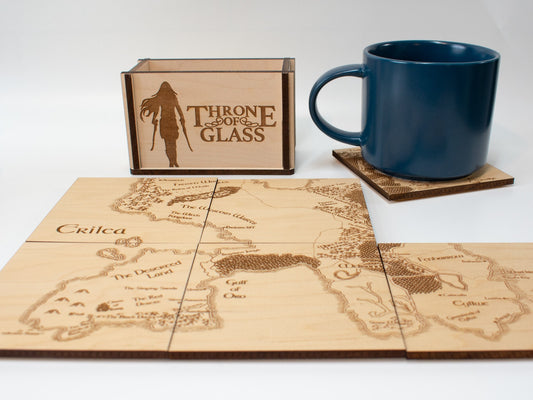 Throne of Glass Coasters, Map Coasters, Throne of Glass Gift Idea, Wood Map, Book Lovers Home Decor